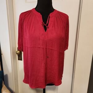 Rachel Zoe Red Tie Neckline Top